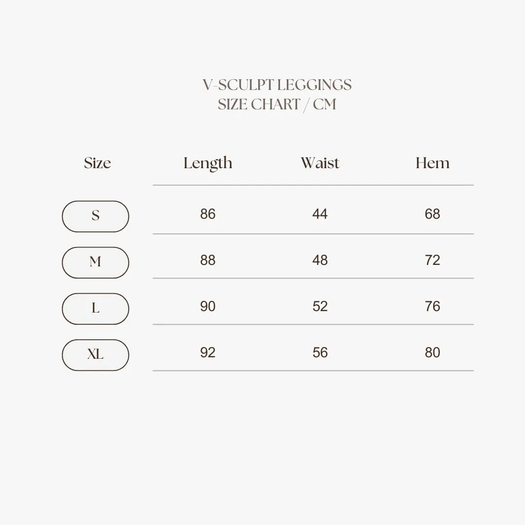 V-Sculpt Leggings Size Chart